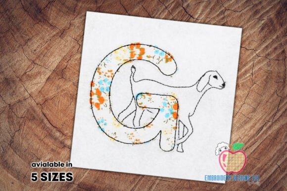 Alphabet G with Goat: A Charming Embroidery Design