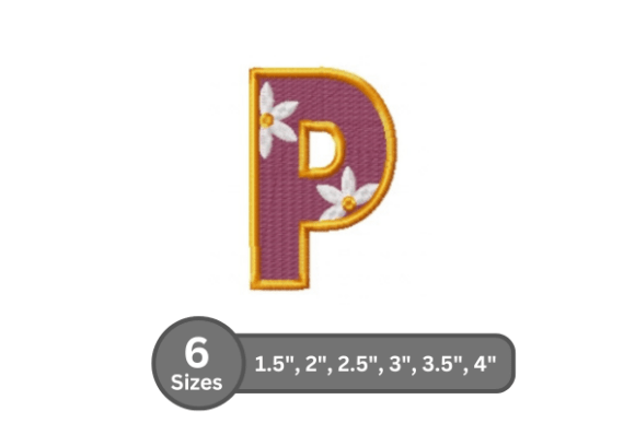 Stylish Daisy Joy Alphabet - P for Embroidery